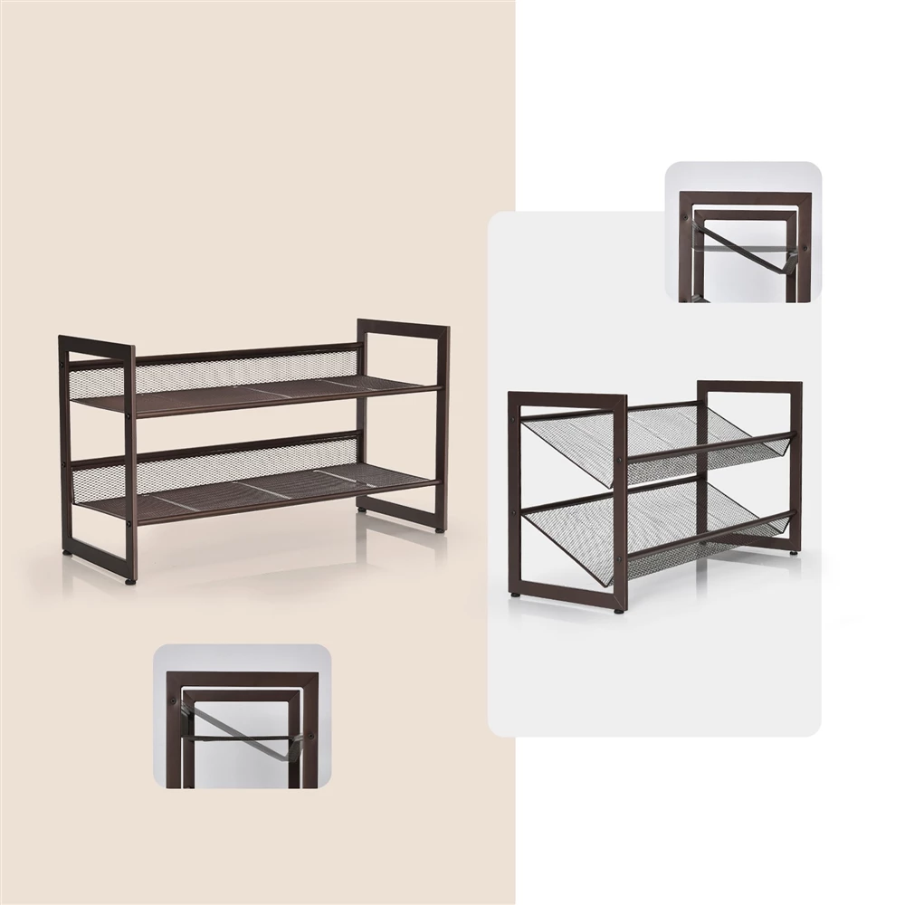 Costway 8-Pair Black Metal Shoe Rack 4 Costway 8-Pair Black Metal Shoe Rack - Image 4