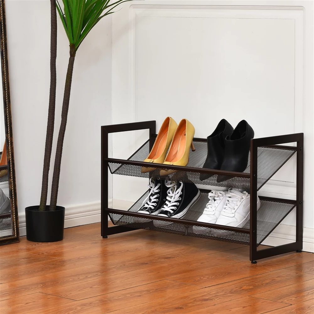 Costway 8-Pair Black Metal Shoe Rack 7 Costway 8-Pair Black Metal Shoe Rack - Image 7