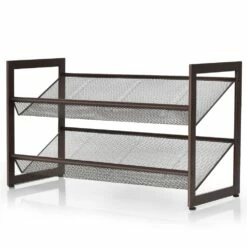 Costway 8-Pair Black Metal Shoe Rack