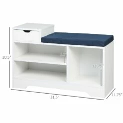 HomCom 5-Pair White Shoe Bench With Storage And Cushion -Storage Furniture Sales 2024 331067576 AlternateImage2