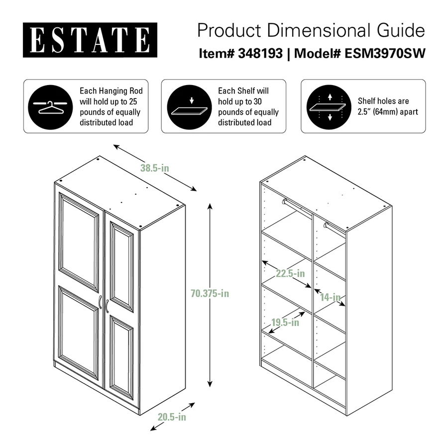 ESTATE By RSI 38.5-in W X 70.375-in H X 20.75-in D Wood Composite Freestanding Garage Cabinet 9 ESTATE By RSI 38.5-in W X 70.375-in H X 20.75-in D Wood Composite Freestanding Garage Cabinet - Image 9