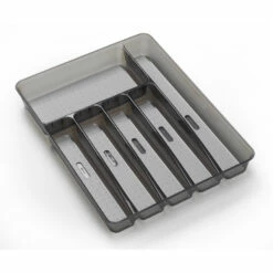 Madesmart Plastic Cutlery Insert Drawer Organizer 6 Compartments - Grey