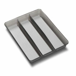Madesmart Plastic Cutlery Insert Drawer Organizer 3 Compartments - Grey