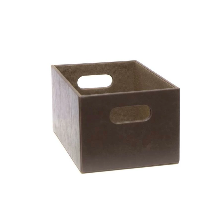 Allen + Roth Vintage Dark Brown Small Faux Leather Storage Bin 6 Allen + Roth Vintage Dark Brown Small Faux Leather Storage Bin - Image 6