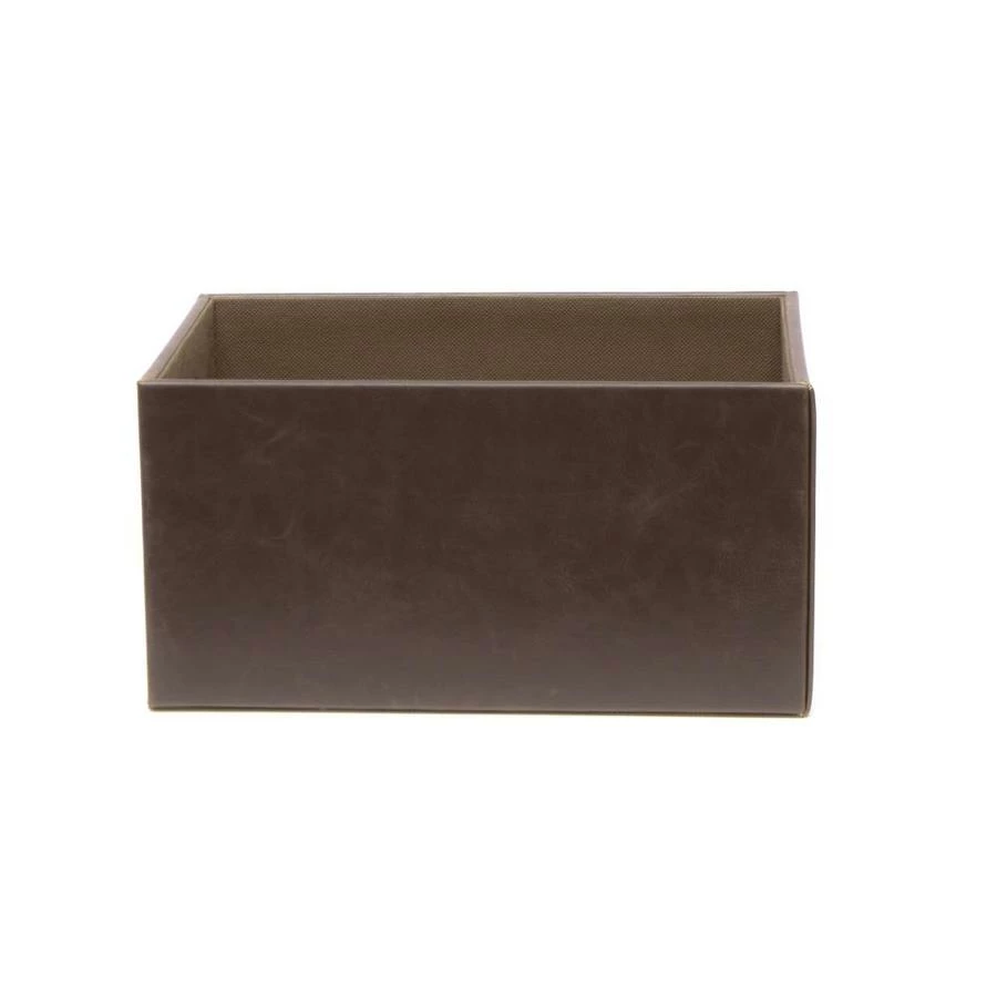 Allen + Roth Vintage Dark Brown Small Faux Leather Storage Bin 5 Allen + Roth Vintage Dark Brown Small Faux Leather Storage Bin - Image 5