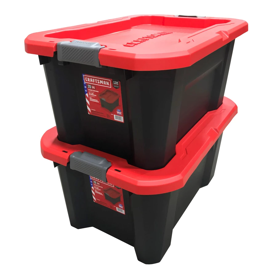 CRAFTSMAN 20 Gallon Latching Tote - 28.17-in X 19.92-in X 14.34-in 1 CRAFTSMAN 20 Gallon Latching Tote - 28.17-in X 19.92-in X 14.34-in